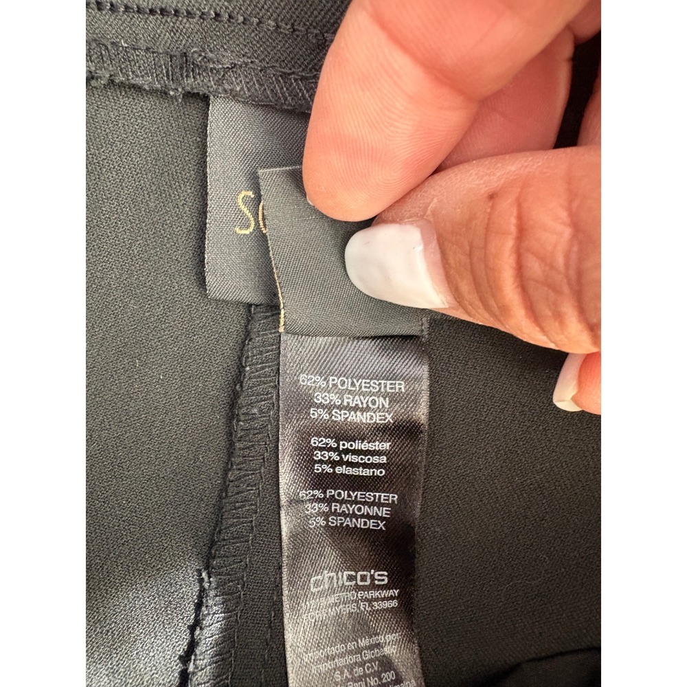 Chicos So Slimming Black Straight Leg Pull On Pants Size 0 Short Stretch Seamed - Picture 6 of 6